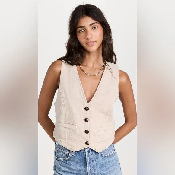⭐️Free people Charley Linen Vest - Picture 3 of 7